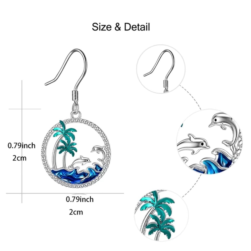 🔴 CLEARANCE NWT 🐬 HYPOALLERGENIC ECO-FRIENDLY ZINC ALLOY DOLPHIN BEACH EARRINGS - Picture 5 of 9